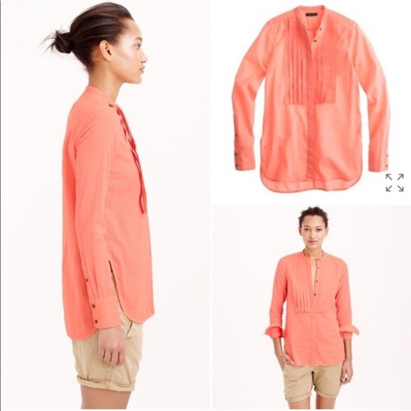 J Crew grosgrain ribbon shirt in neon size 2 - Picture 2 of 7